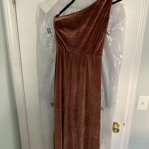 Baltic Born Velvet one-shoulder maxi dress.